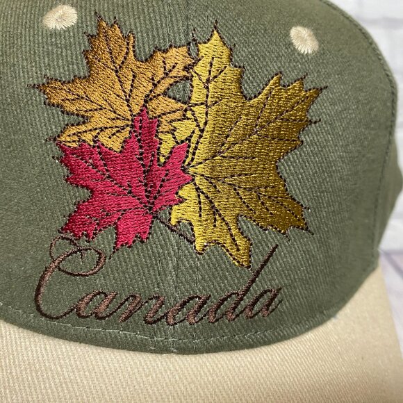Canada Hat Cap Strap Back Olive Green Brown Embroidered Maple Leaf Canadian - Picture 6 of 8